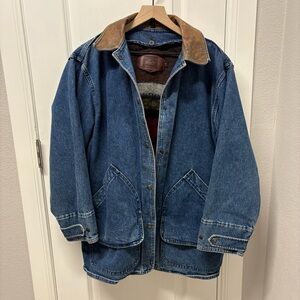 Vintage 80s Woolrich Denim Blanket Lined Barn Coat Chore Jacket Women Medium USA